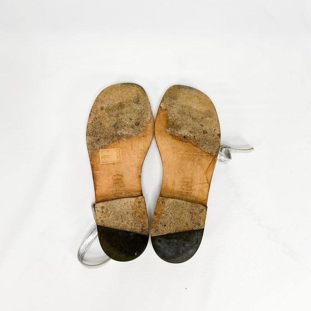 MANOLO BLAHNIK Silver Strap Leather Sandals - Picture 7 of 7
